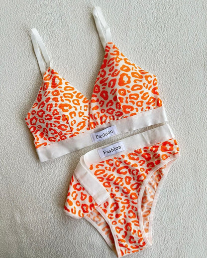 Tiger Print Bra Set