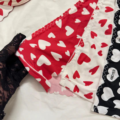 Heart Print Soft Bra Set♥️🤍🖤