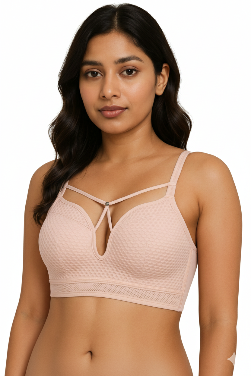 ComfortStraps Plunge Bra - Textured Non-Wired Bralette
