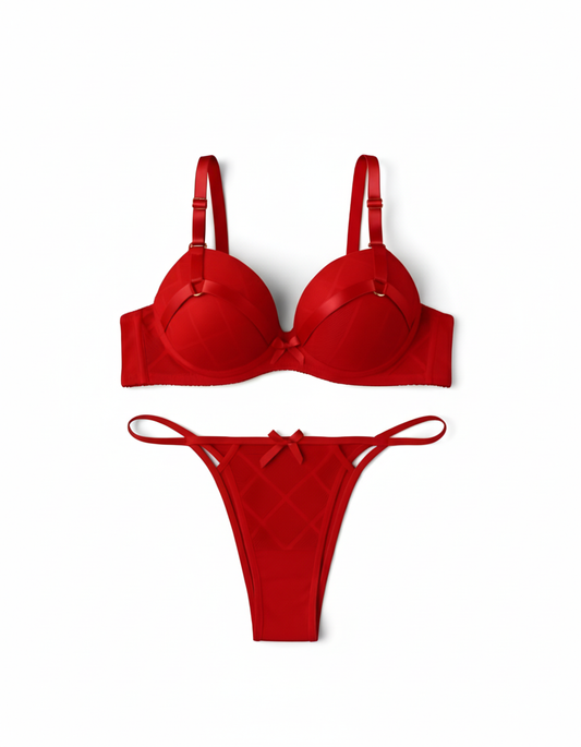 Luxury Teal Diamond Mesh Padded Bra Set