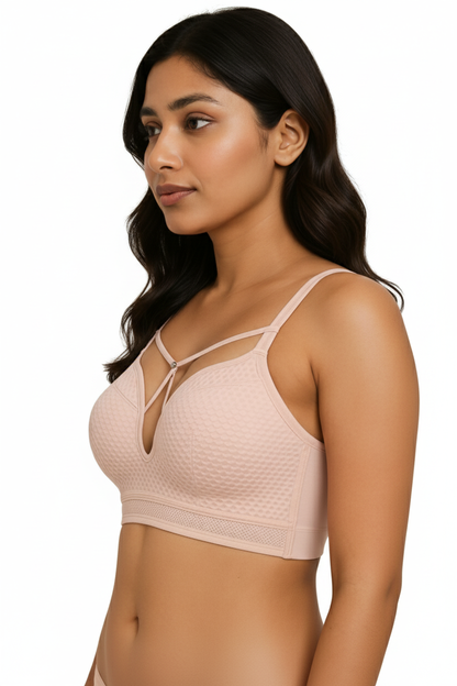 ComfortStraps Plunge Bra - Textured Non-Wired Bralette