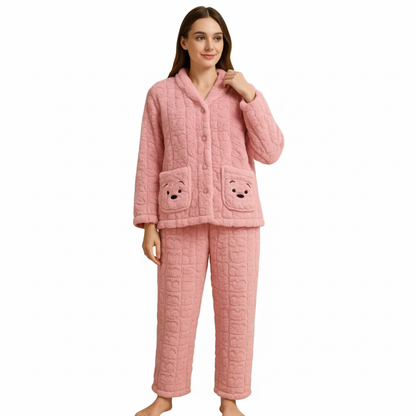 Ultra-Soft Plush Bear Pocket Pajama Set 🌙