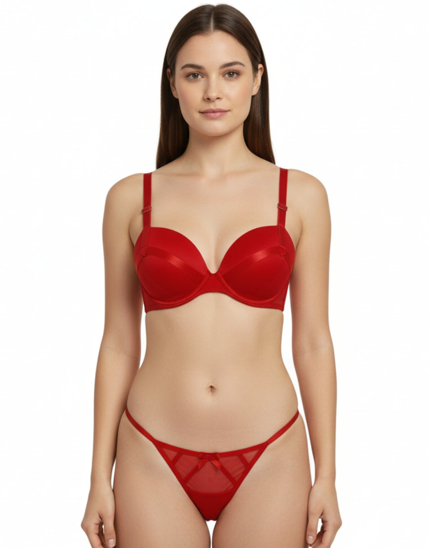 Luxury Teal Diamond Mesh Padded Bra Set