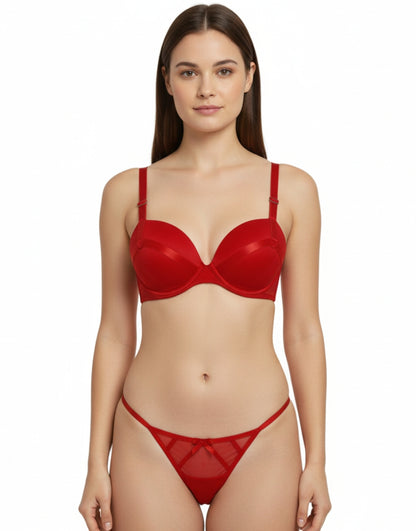 Luxury Teal Diamond Mesh Padded Bra Set