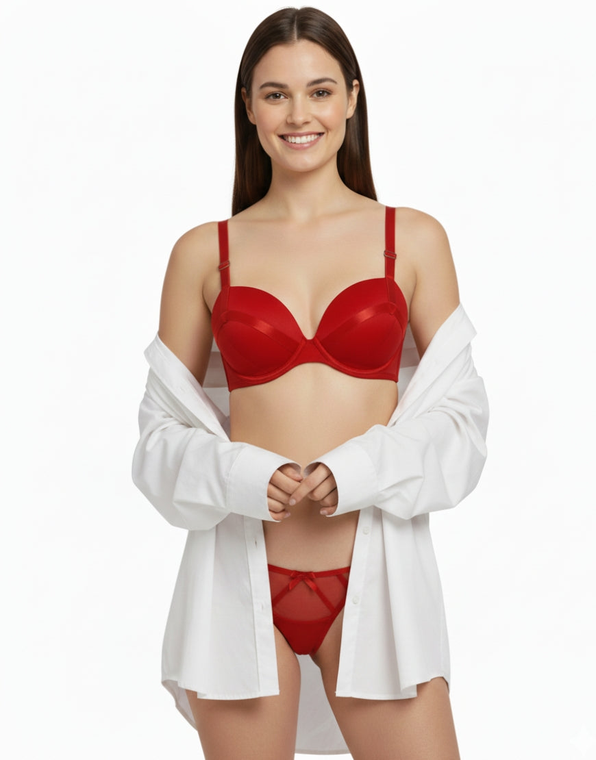 Luxury Teal Diamond Mesh Padded Bra Set