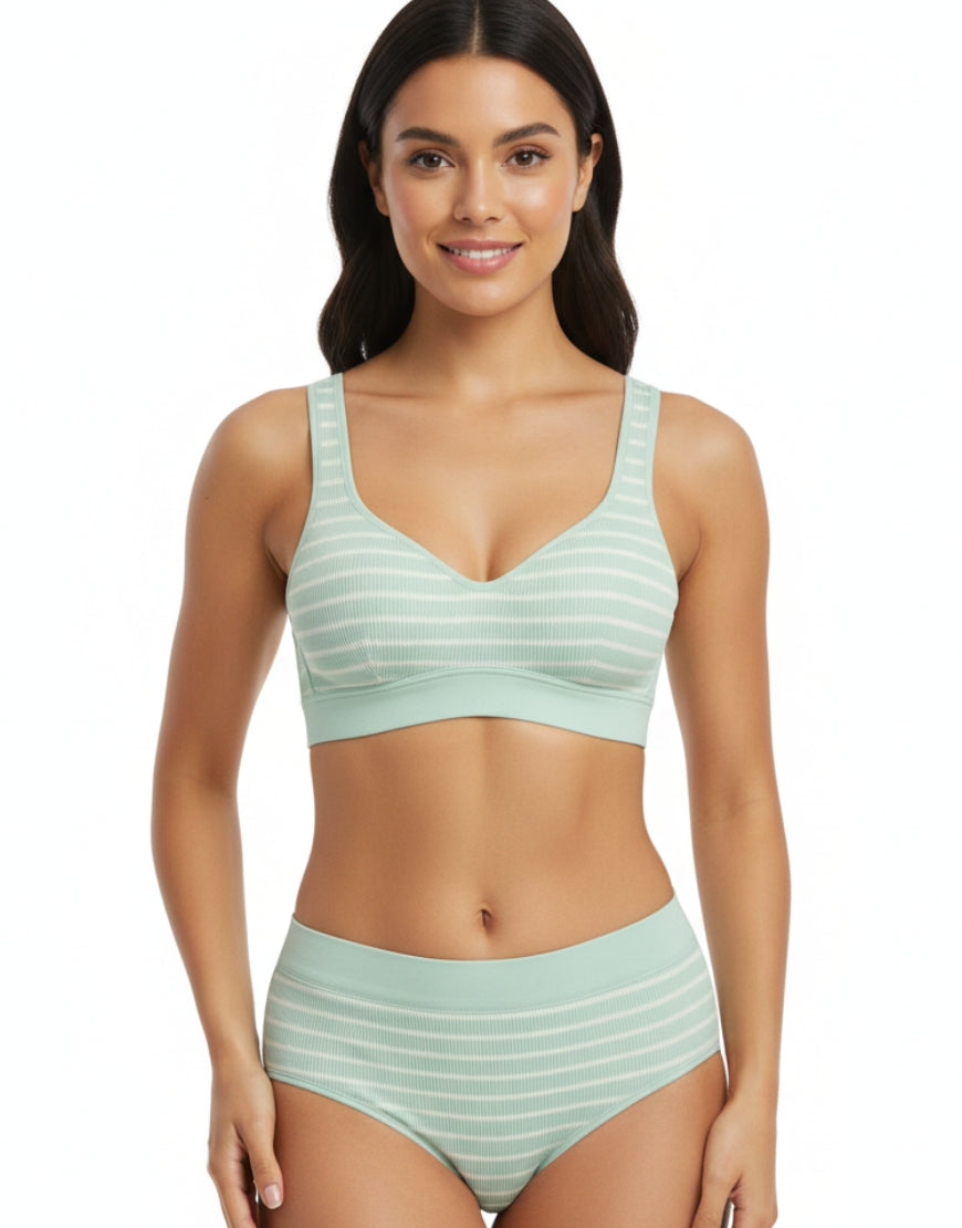 LushFit -Striped Seamless Bra Set