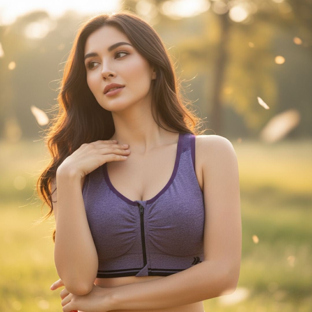 Front Open Zip - Up Active Sports Bra – Comfort & Support - LushFit