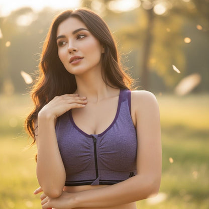 Front Open Zip - Up Active Sports Bra – Comfort & Support - LushFit