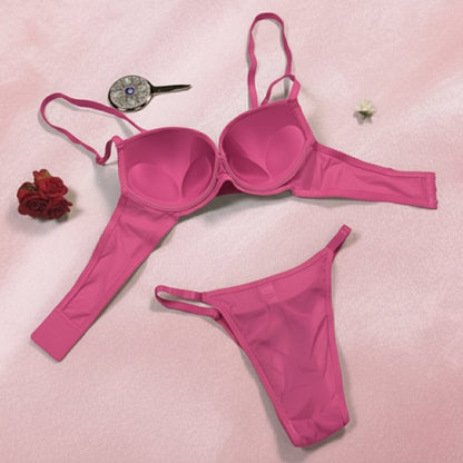 Hot Pink Cage Strap Push - Up Bra Set - LushFit