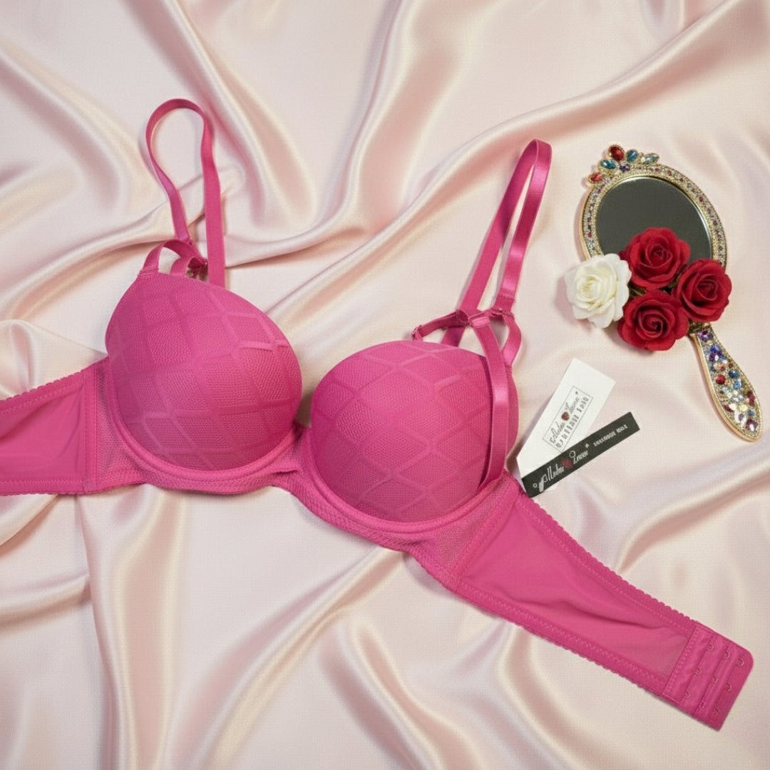 Hot Pink Cage Strap Push - Up Bra Set - LushFit