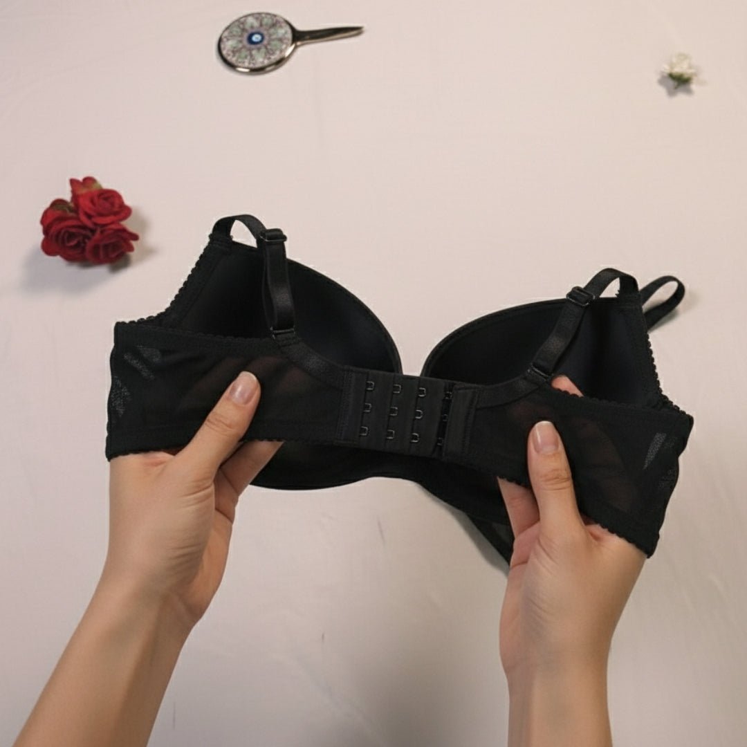 Luxury Black Lace Push - Up Bra & Panty Set - LushFit