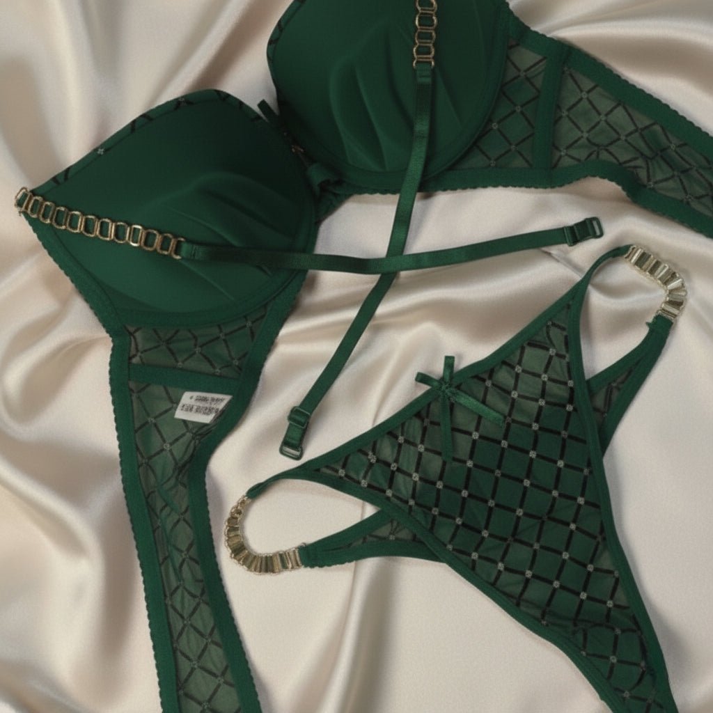 💚 Olive Green Mesh Push - Up Set - LushFit