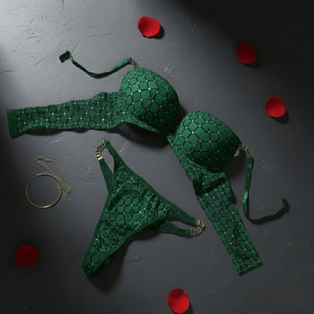 💚 Olive Green Mesh Push - Up Set - LushFit